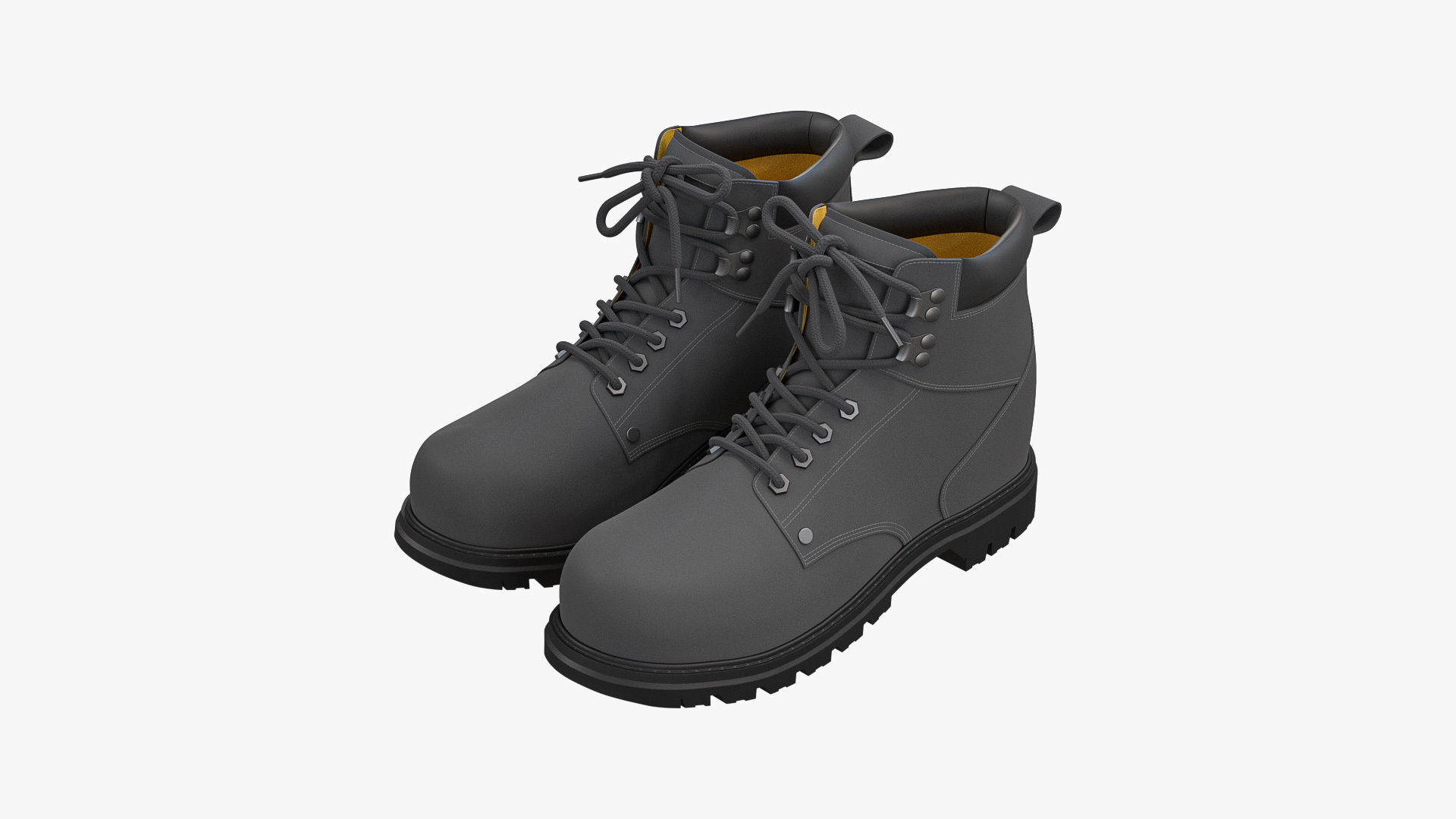 Steel Toe Work Boots Grey 3D model_4