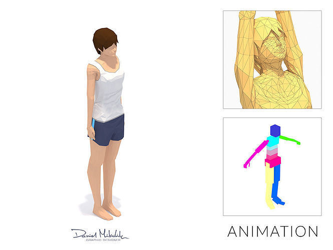 Mountain Pose  Yoga Exercise Woman Animation Low-poly 3D model