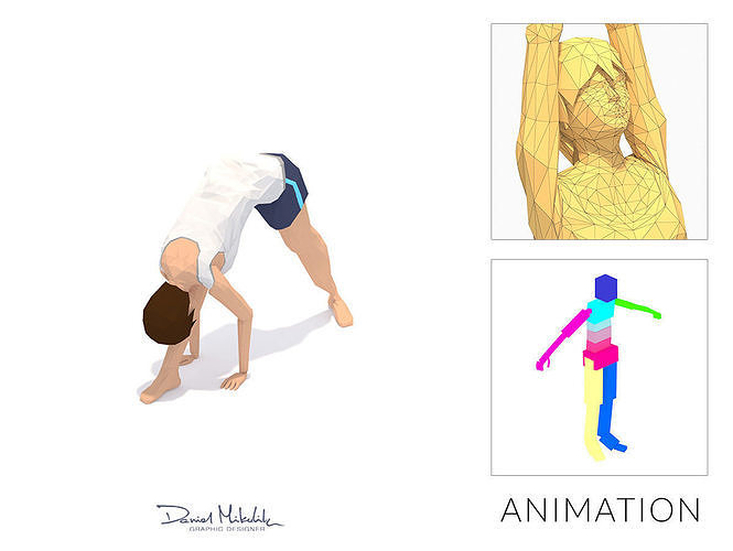 Pyramid  Yoga Exercise Woman Animation Low-poly 3D model