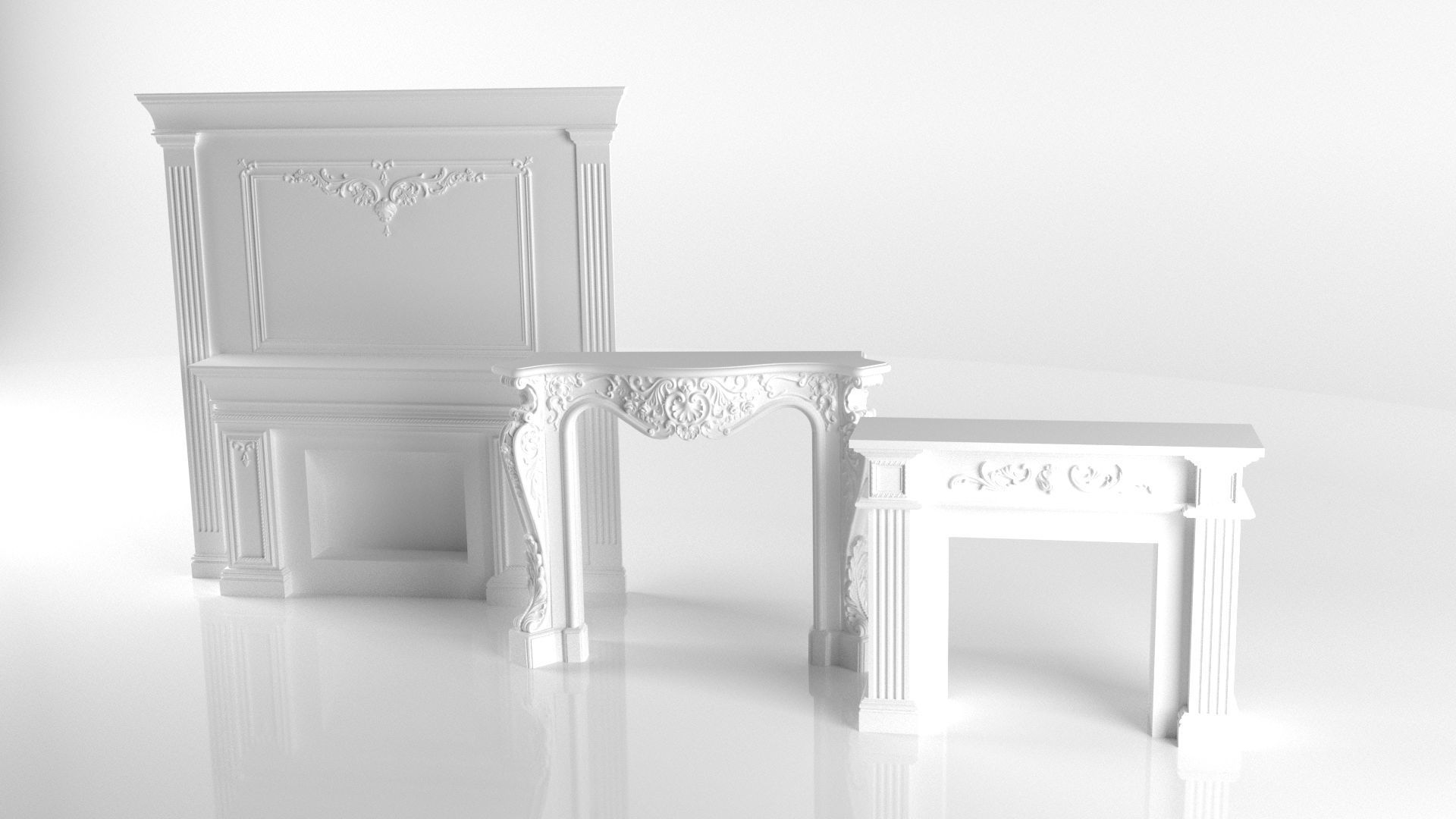 Fireplace 3D model set 3D model_2