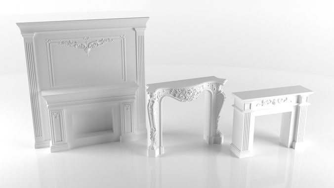 Fireplace 3D model set 3D model