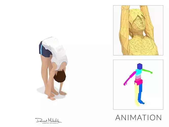 Standing Forward Bend Yoga Exercise Woman Animation