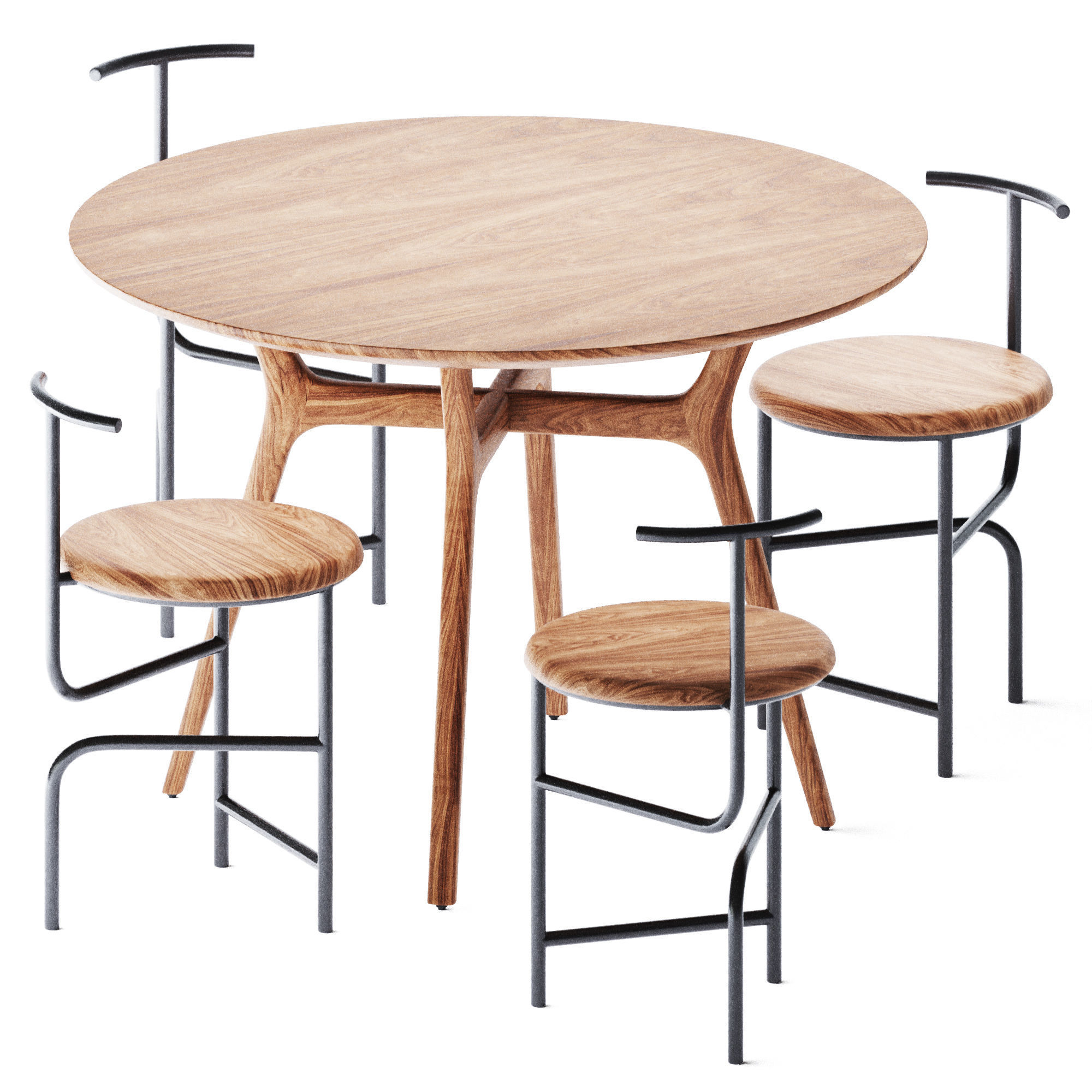 Ren Round Wooden Table by Stellar Works 3D model_1