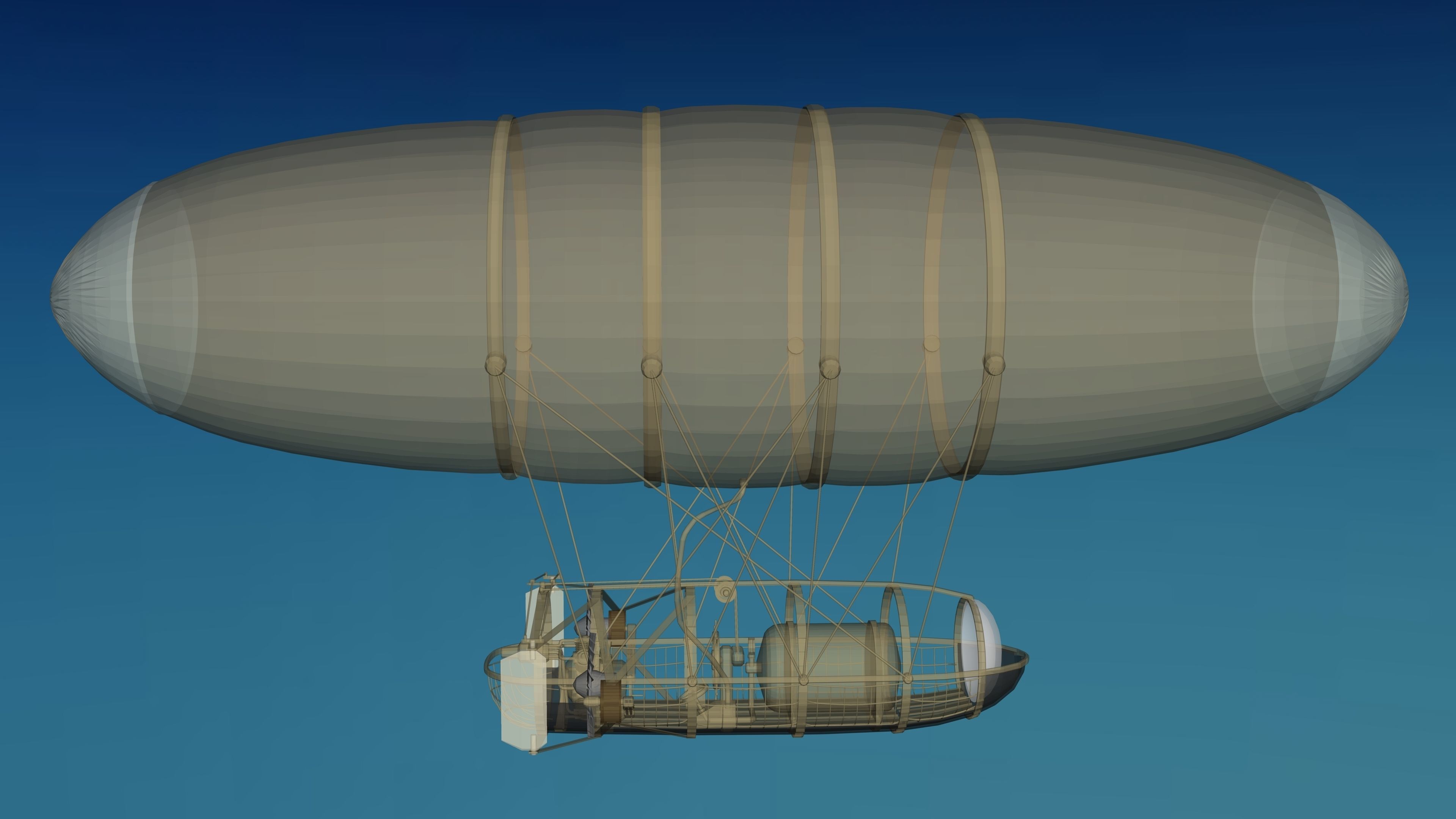 Air Balloon Ship Low-poly 3D model_9