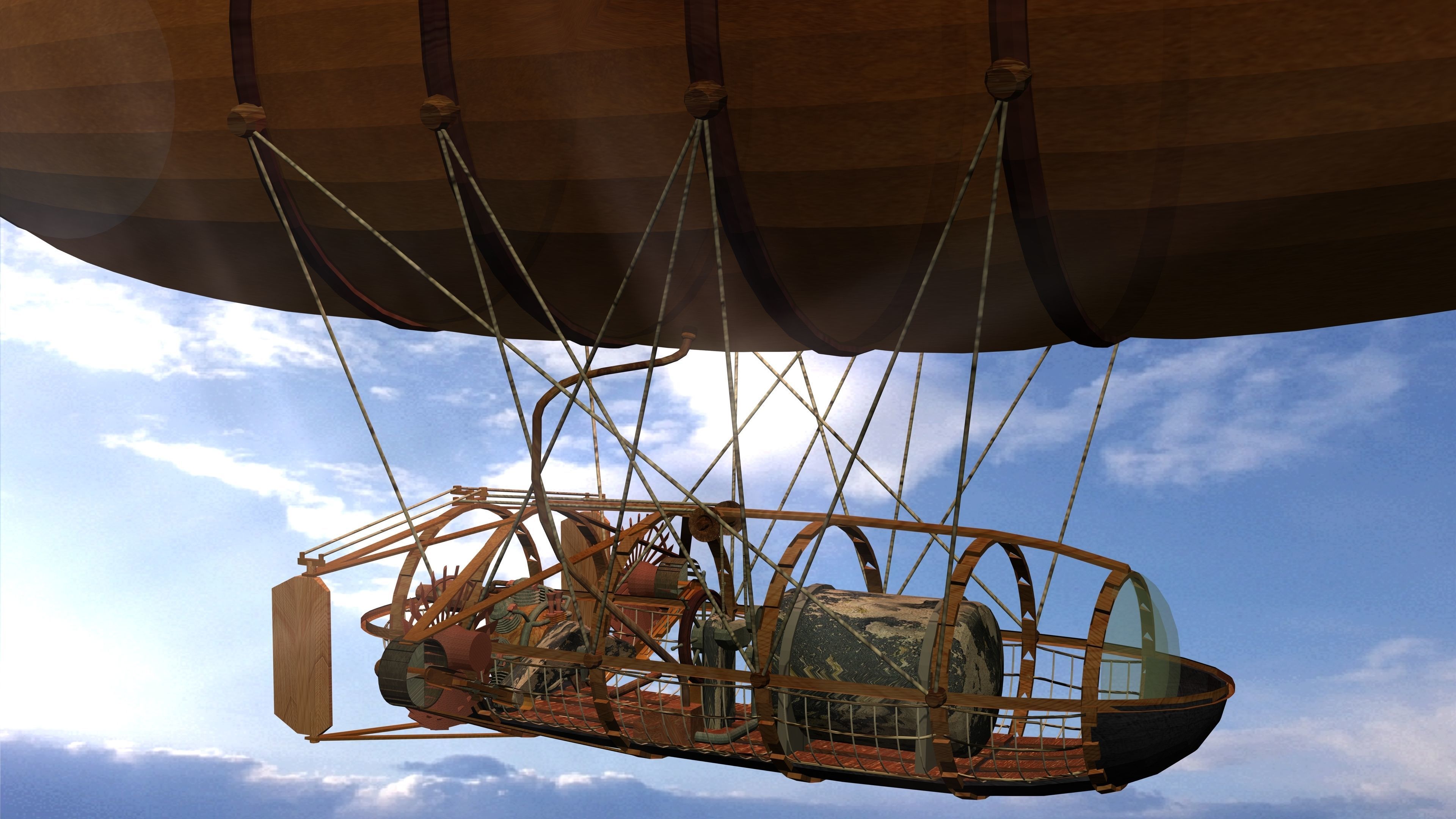 Air Balloon Ship Low-poly 3D model_3