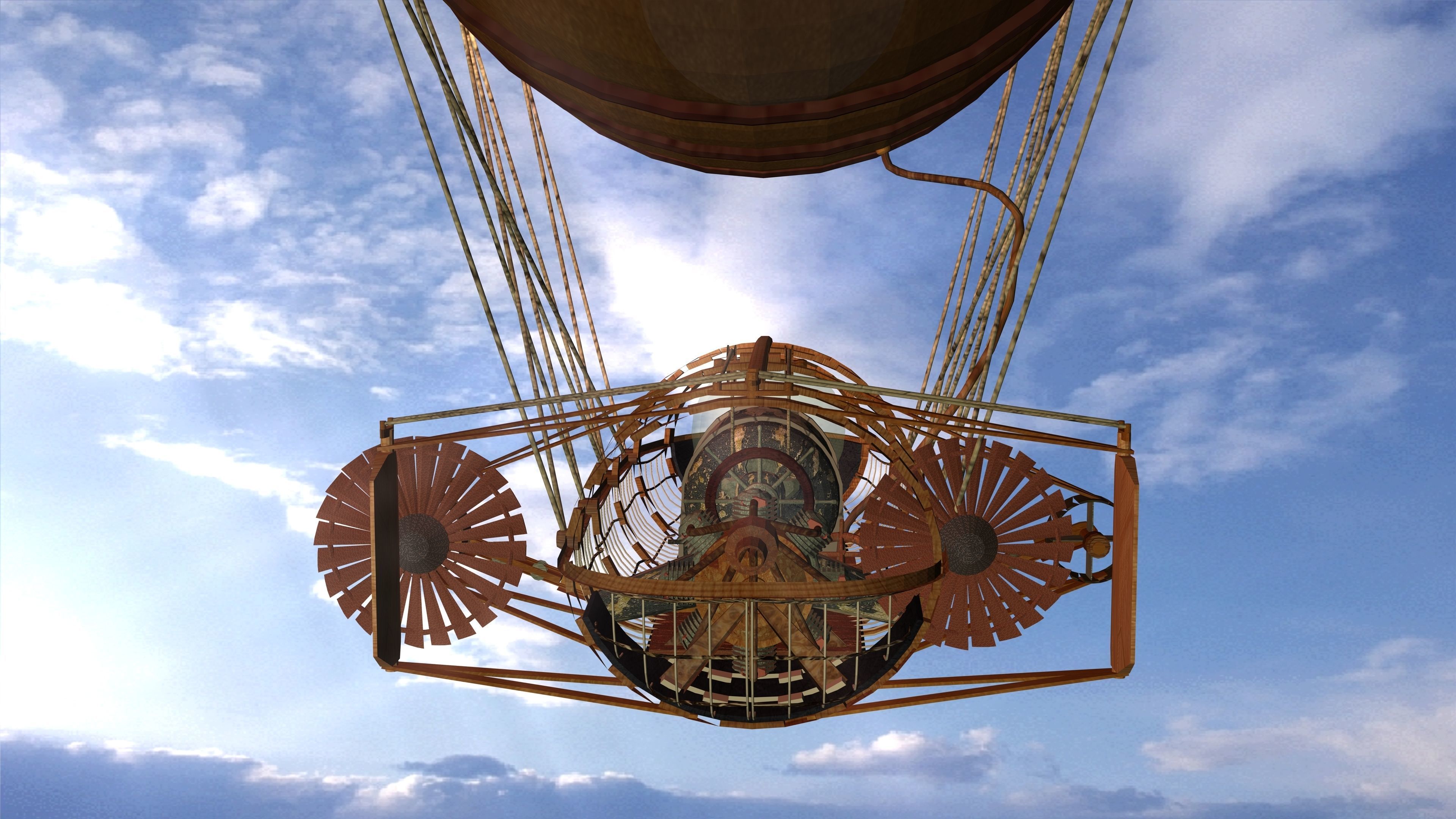 Air Balloon Ship Low-poly 3D model_4