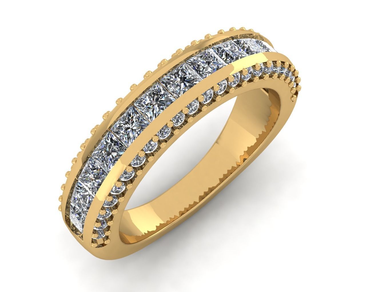 Princess Channet Setting Ring  3D print model_9