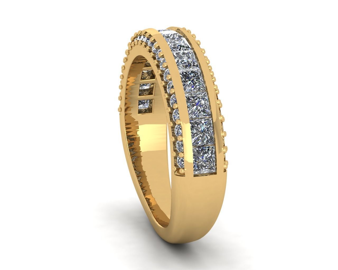 Princess Channet Setting Ring  3D print model_7