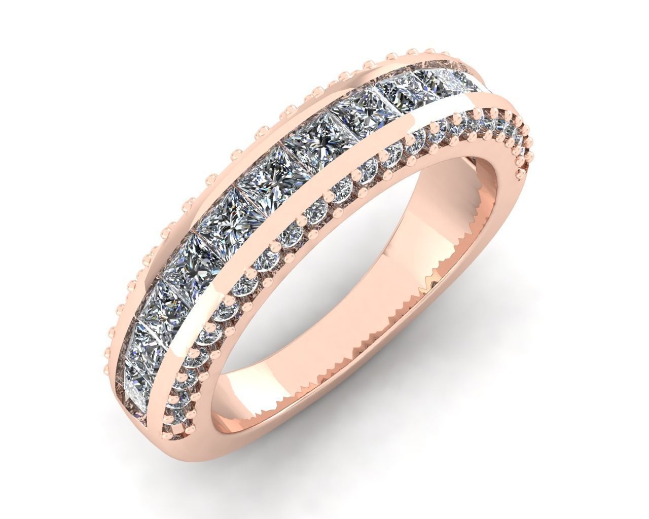 Princess Channet Setting Ring  3D print model_3