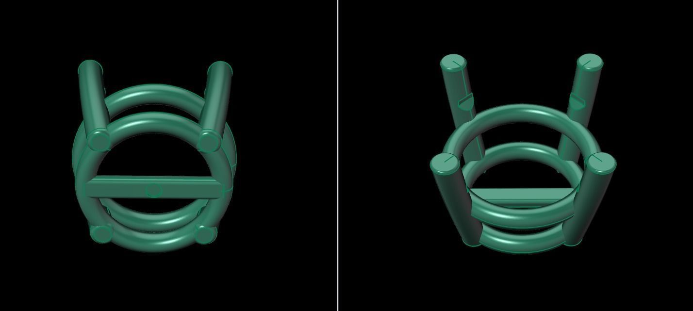 4-Prong Solitaire Earring Basket 10MM 3D print model_11