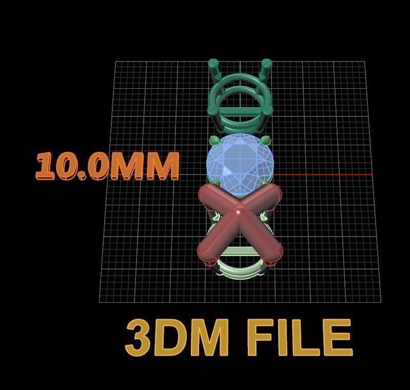 4-Prong Solitaire Earring Basket 10MM 3D print model_2