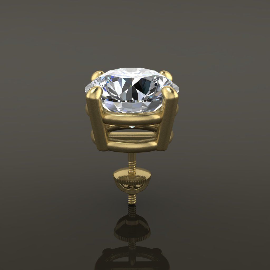 4-Prong Solitaire Earring Basket 10MM 3D print model_5