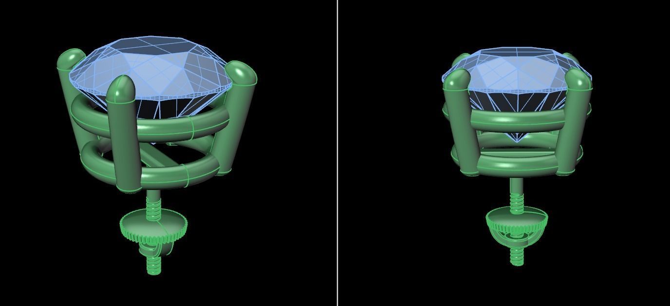 4-Prong Solitaire Earring Basket 10MM 3D print model_10