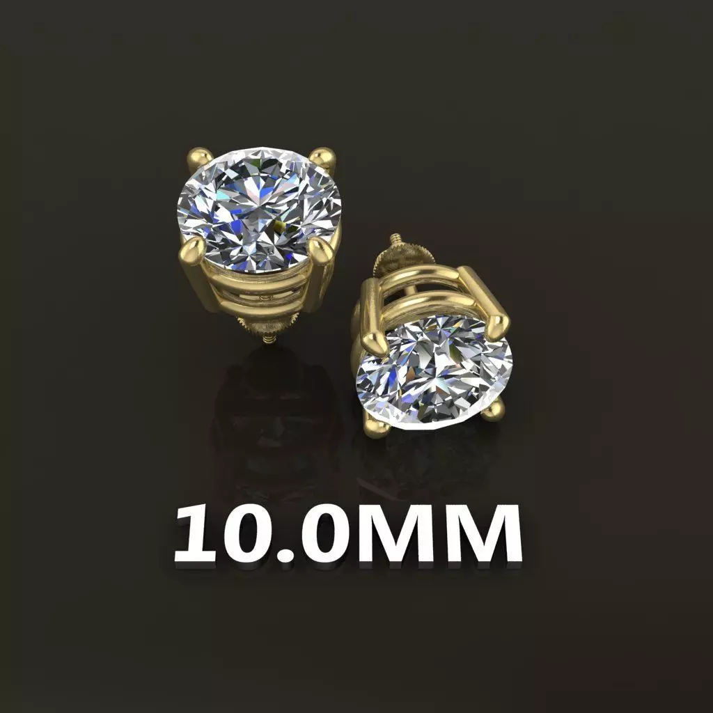 4-Prong Solitaire Earring Basket 10MM 3D print model_0