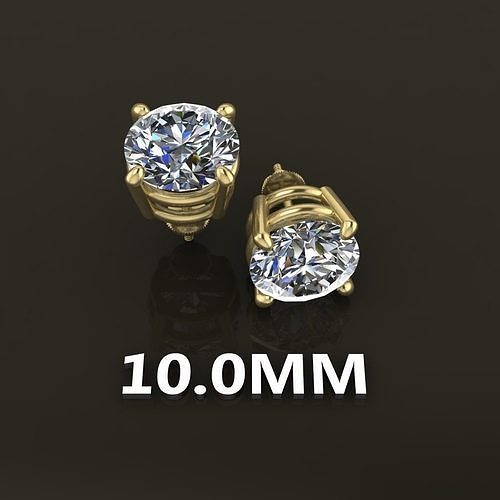 4-Prong Solitaire Earring Basket 10MM 3D print model