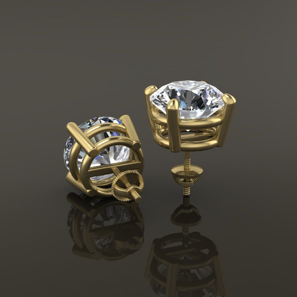 4-Prong Solitaire Earring Basket 10MM 3D print model_3
