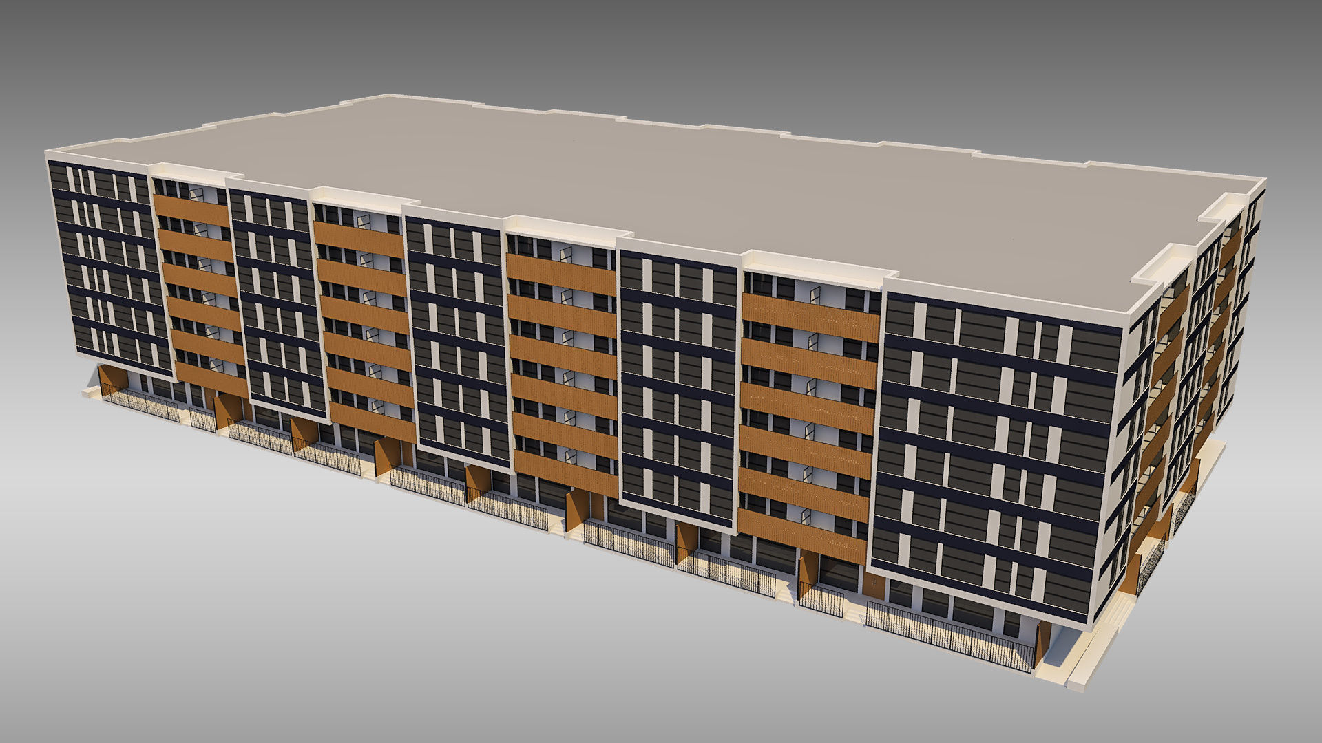 Apartment Building 005 3D model_1