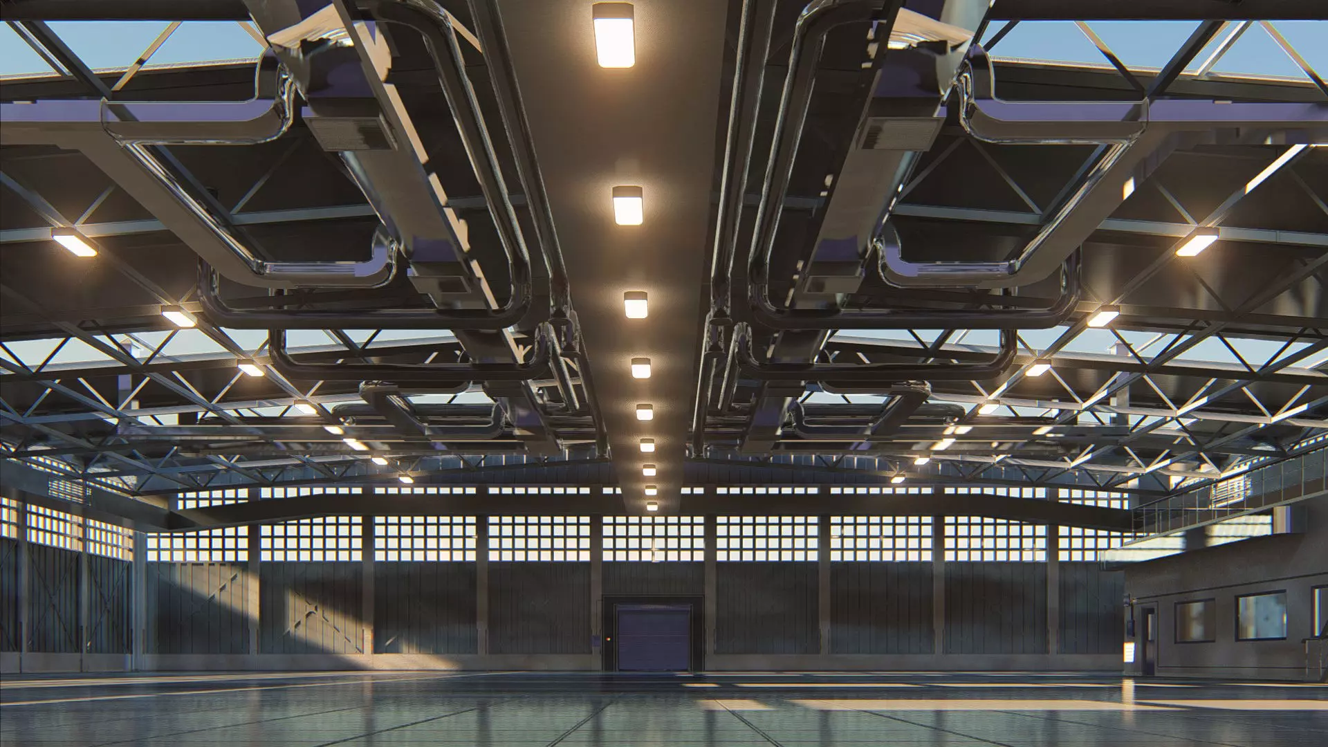 Warehouse industrial building 3D model_0