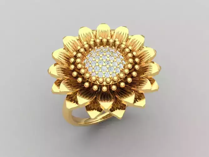 Sun Flower Ring 3d model 