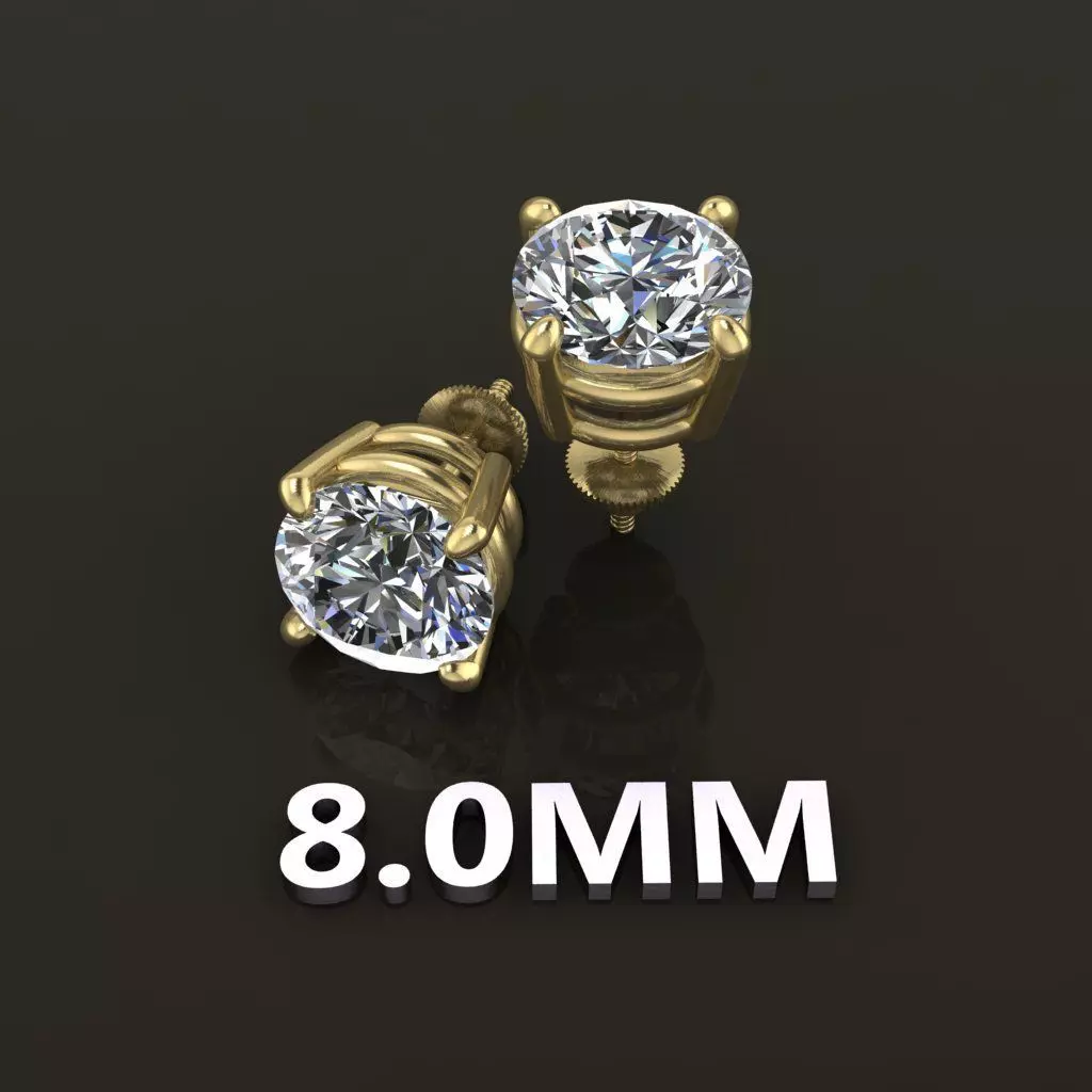 4-Prong Solitaire Earring Basket 8MM 3D print model_0
