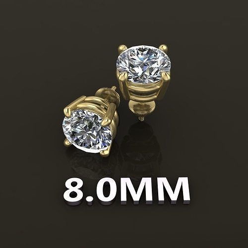 4-Prong Solitaire Earring Basket 8MM 3D print model