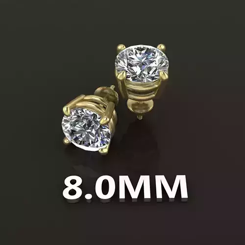 4-Prong Solitaire Earring Basket 8MM 3D print model