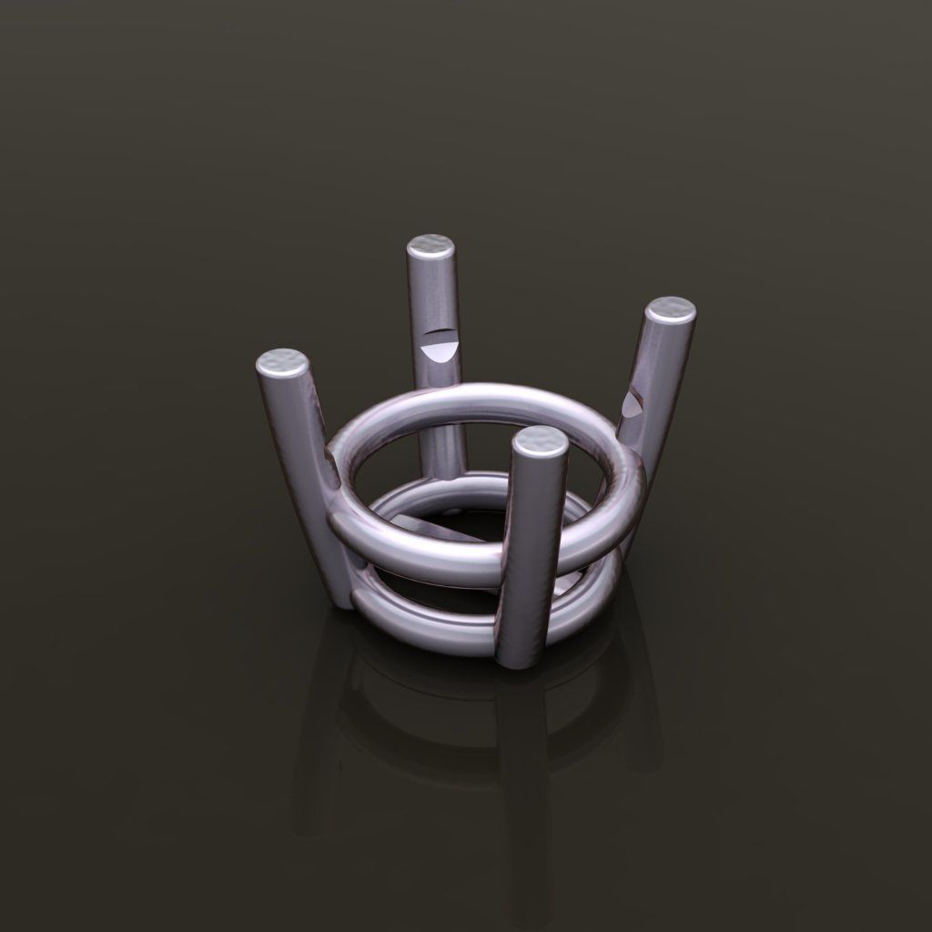 4-Prong Solitaire Earring Basket 8MM 3D print model_6