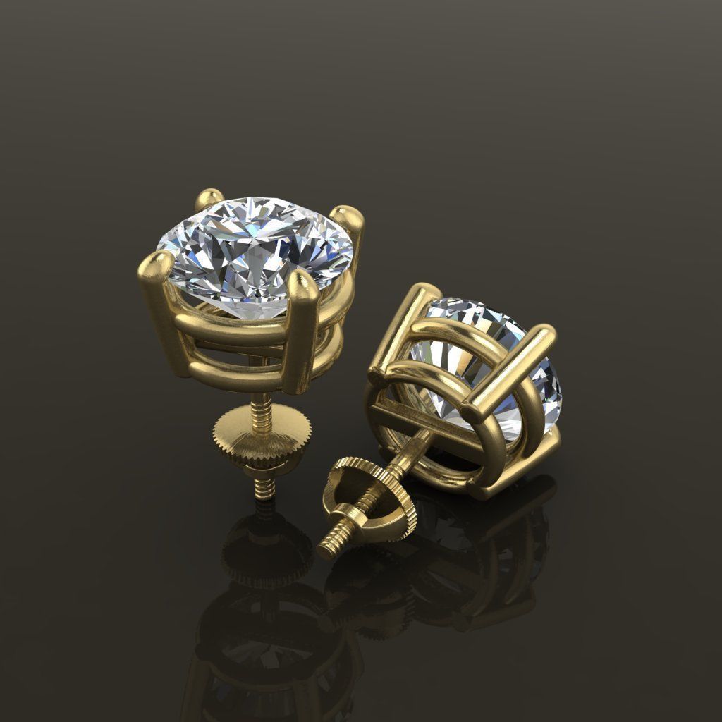 4-Prong Solitaire Earring Basket 8MM 3D print model_3