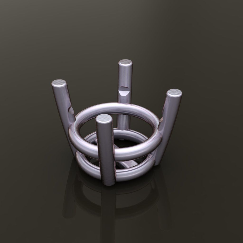 4-Prong Solitaire Earring Basket 8MM 3D print model_7