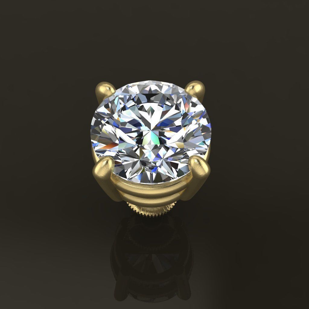 4-Prong Solitaire Earring Basket 8MM 3D print model_5