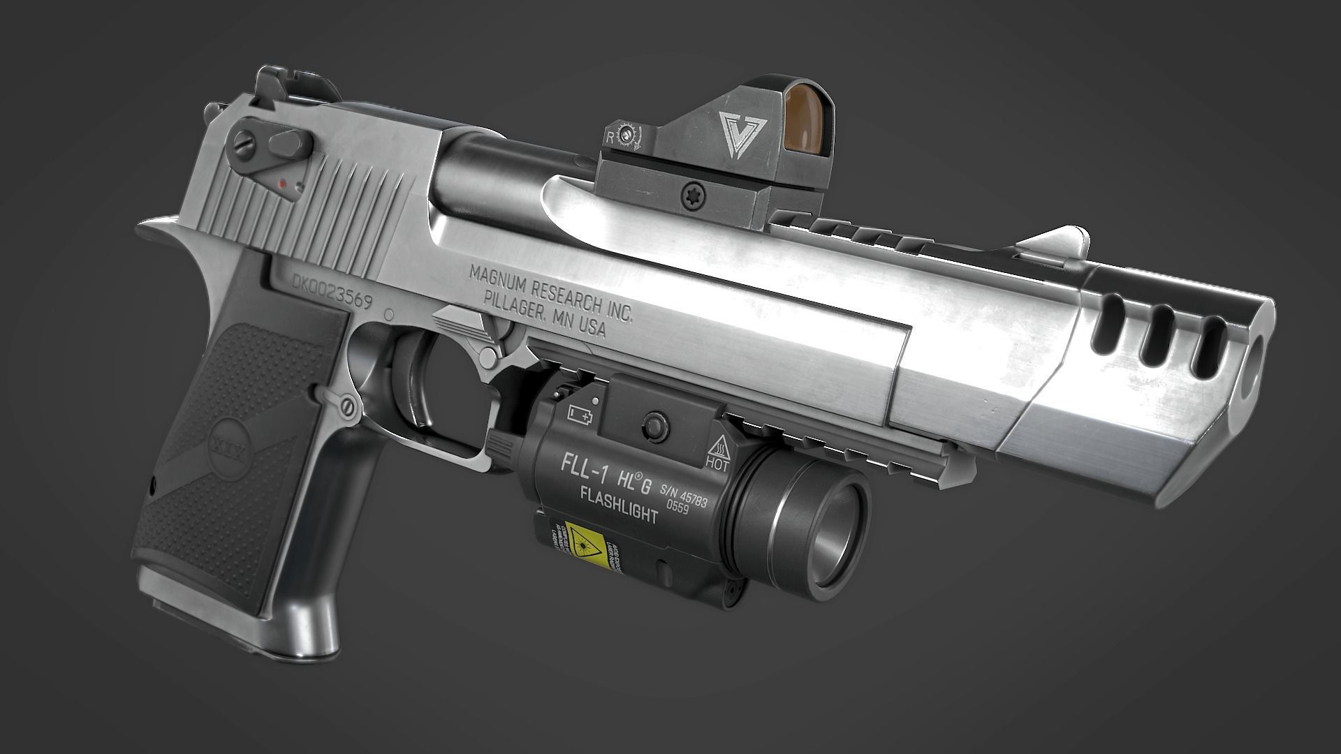 Desert Eagle with Modifications and Skins Low-poly 3D model_5