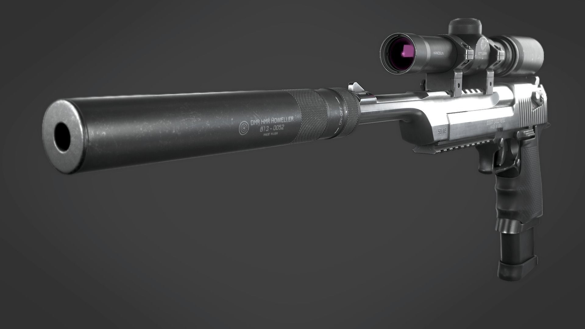 Desert Eagle with Modifications and Skins Low-poly 3D model_7