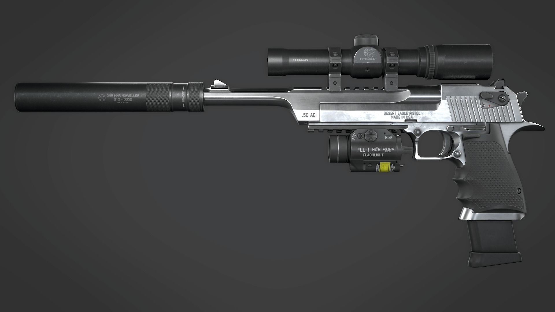 Desert Eagle with Modifications and Skins Low-poly 3D model_18