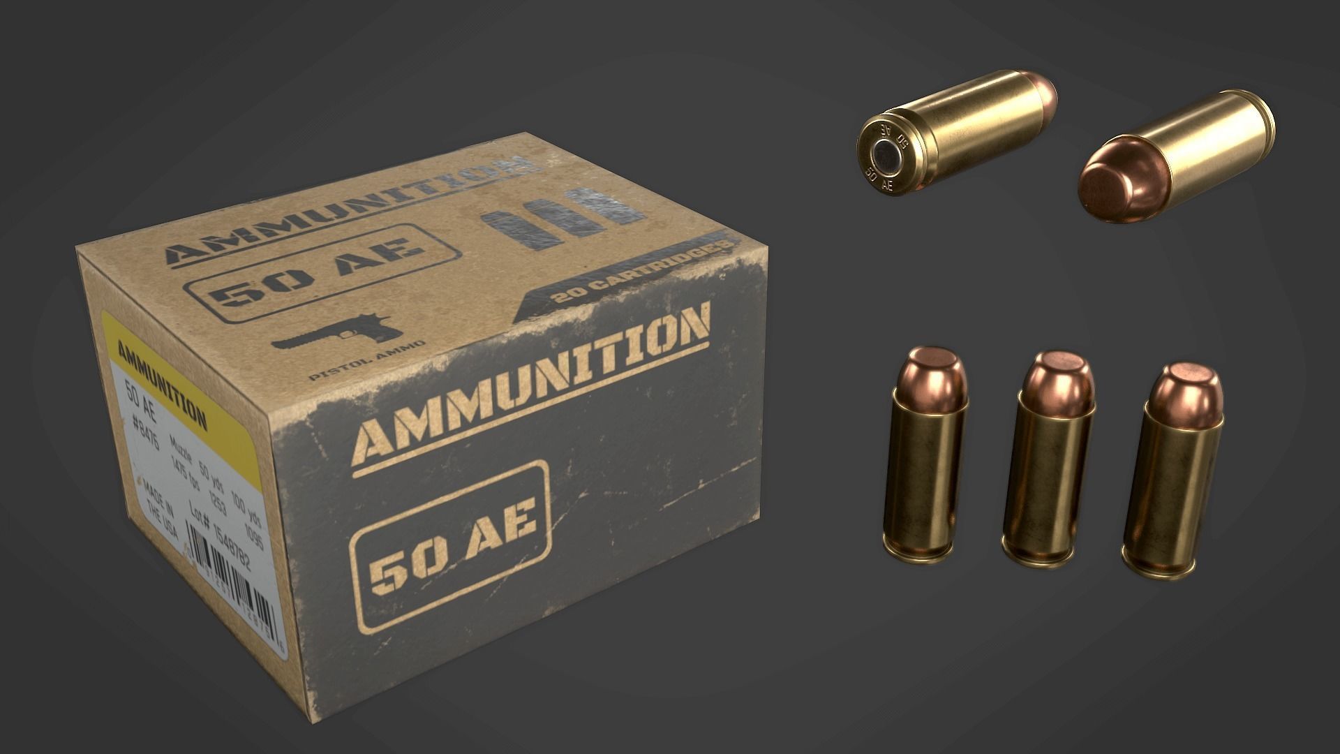 Desert Eagle with Modifications and Skins Low-poly 3D model_11