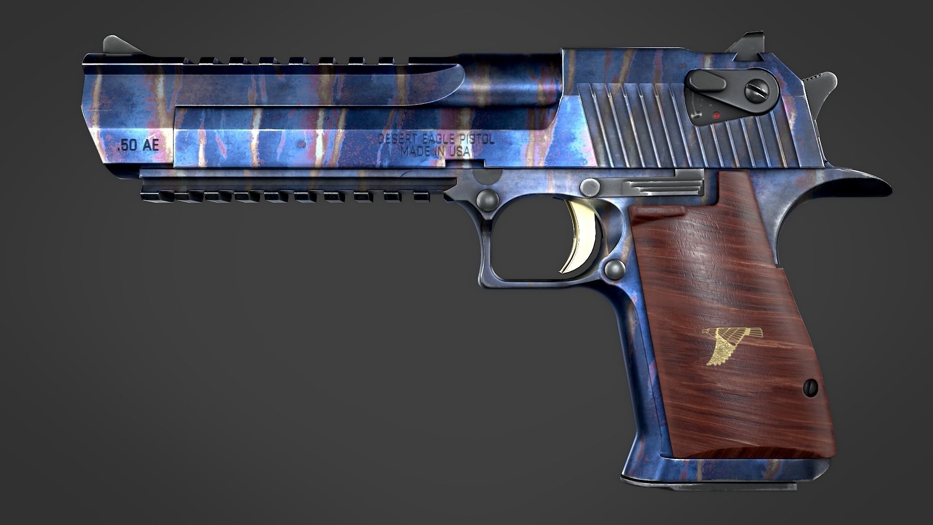 Desert Eagle with Modifications and Skins Low-poly 3D model_23