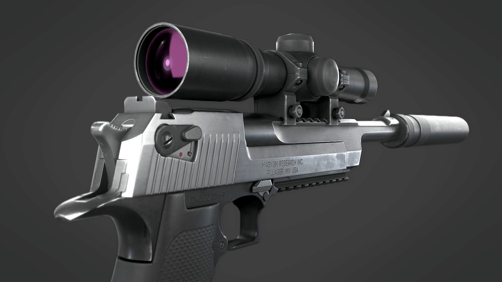 Desert Eagle with Modifications and Skins Low-poly 3D model_8