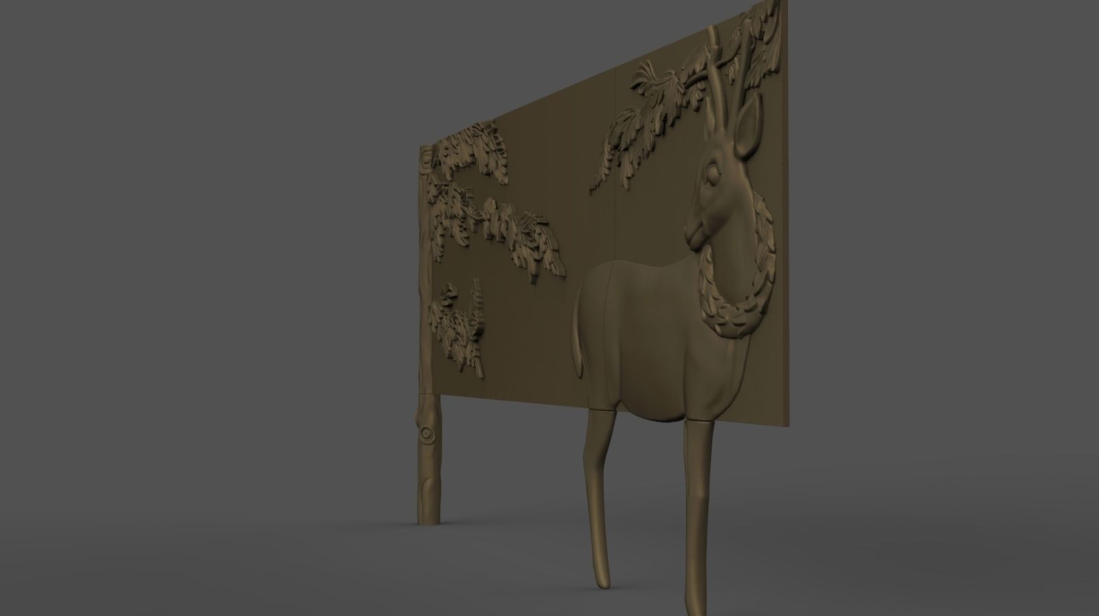 Buffet with Deer  Carving Model 3D print model_2