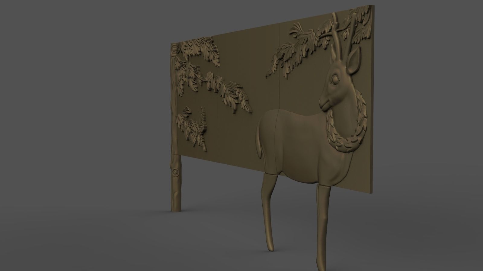 Buffet with Deer  Carving Model 3D print model_1