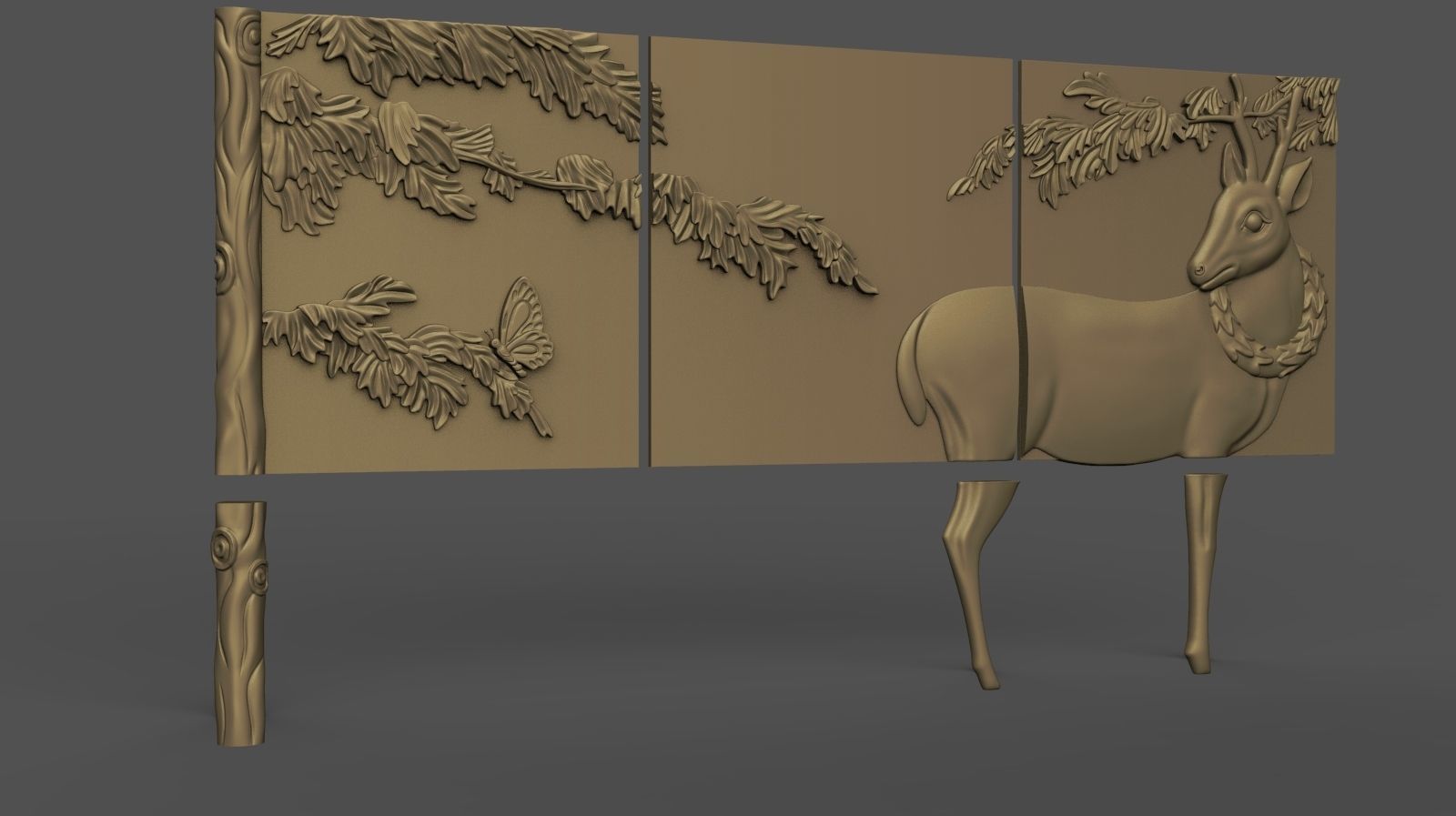 Buffet with Deer  Carving Model 3D print model_12