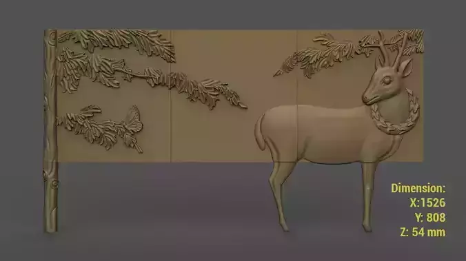 Buffet with Deer  Carving Model 3D print model