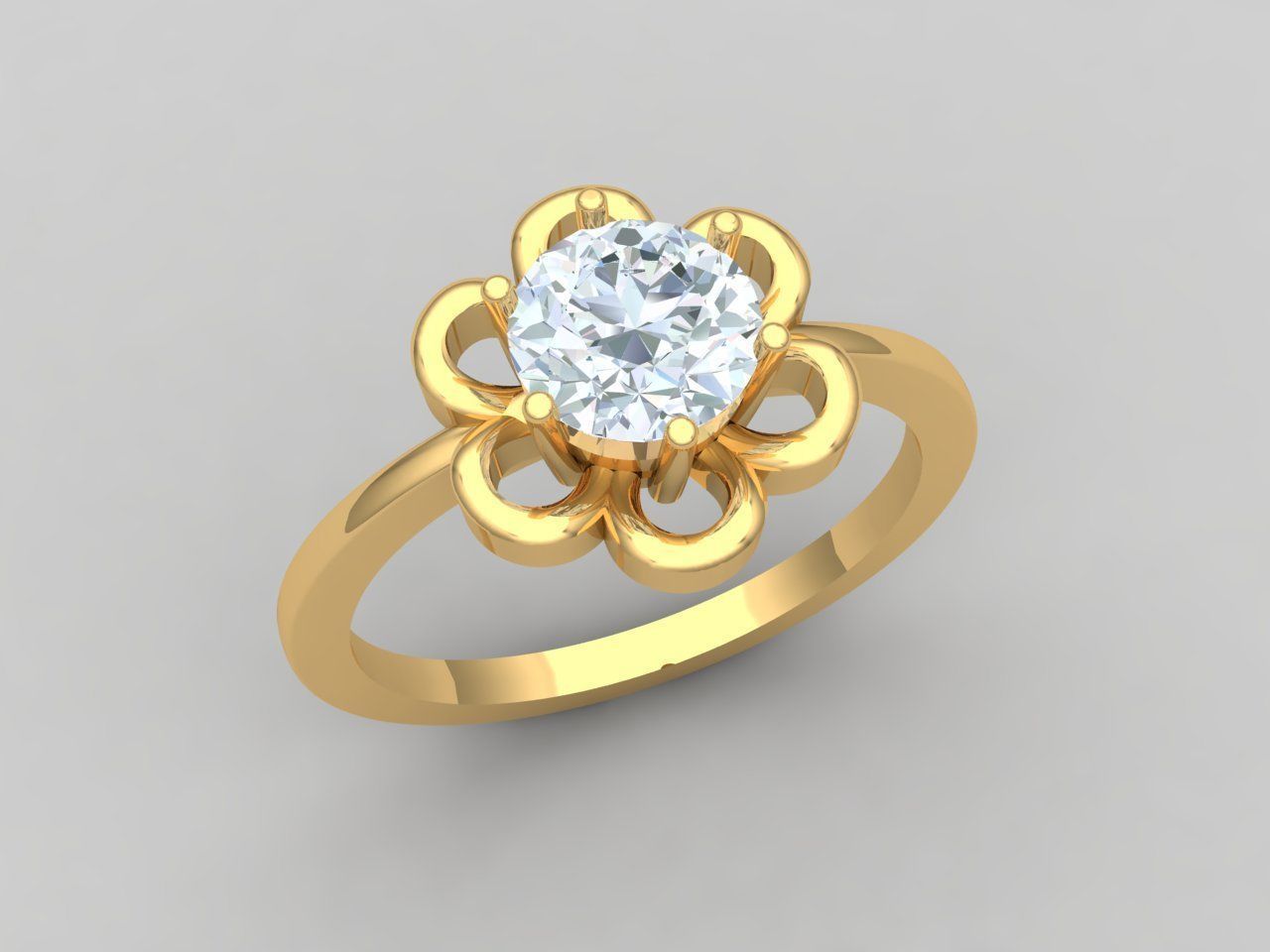 Flower Ring 3D print model_3