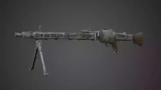 Machine gun MG 42 Low-poly 3D model
