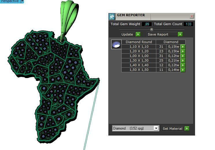 Africa pendant with gems 3D print model_9