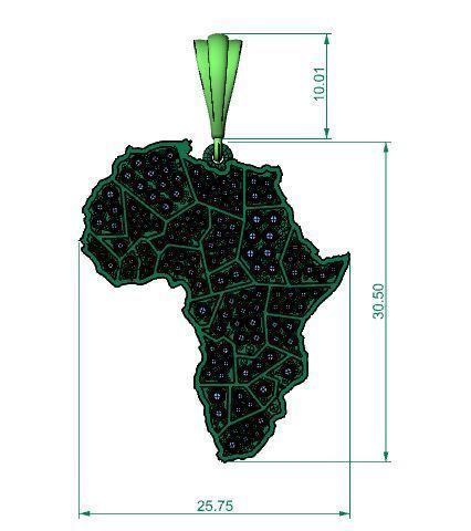 Africa pendant with gems 3D print model_8