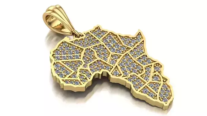 Africa pendant with gems 3D print model