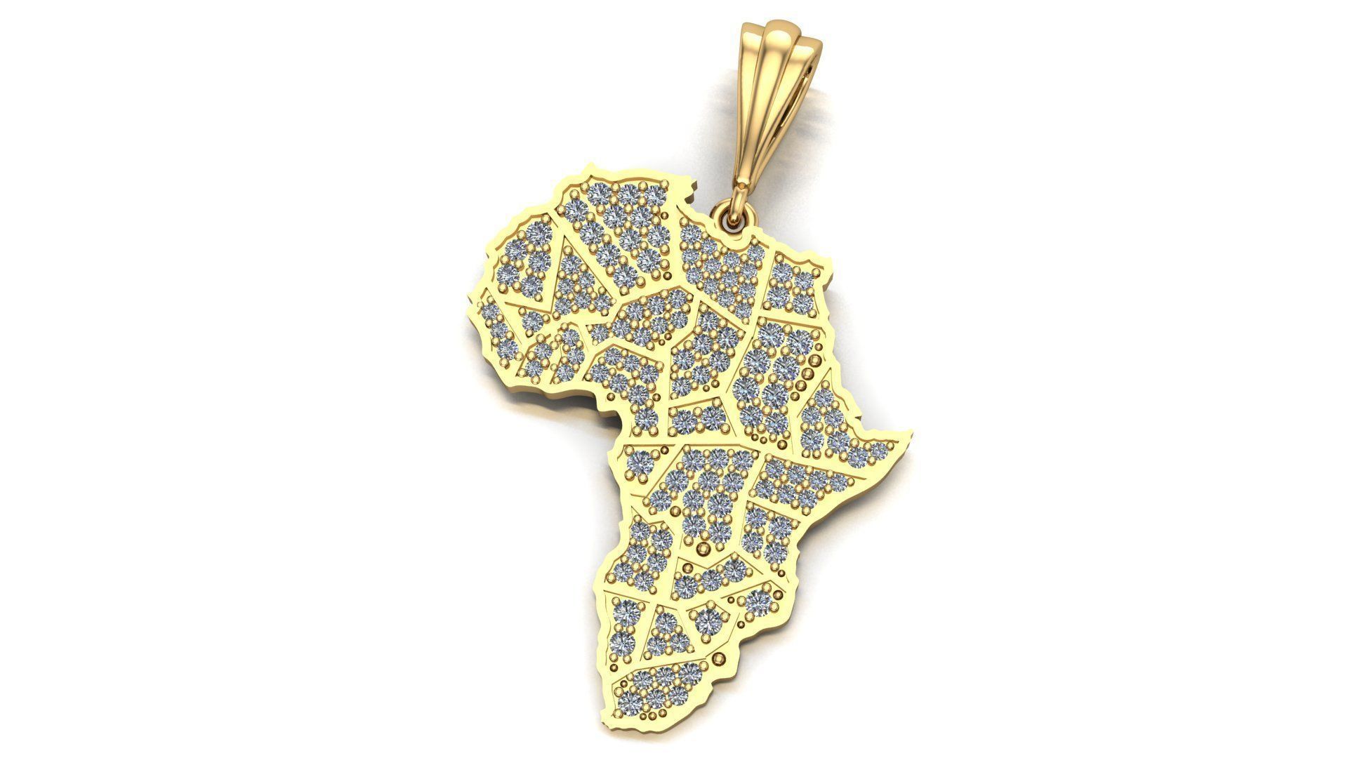 Africa pendant with gems 3D print model_26