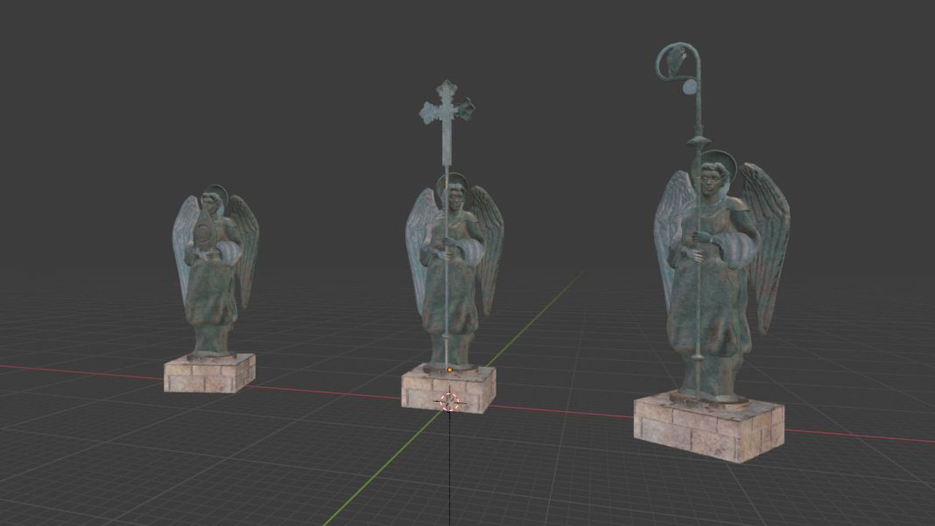 Angels Statues Low-poly 3D model_4
