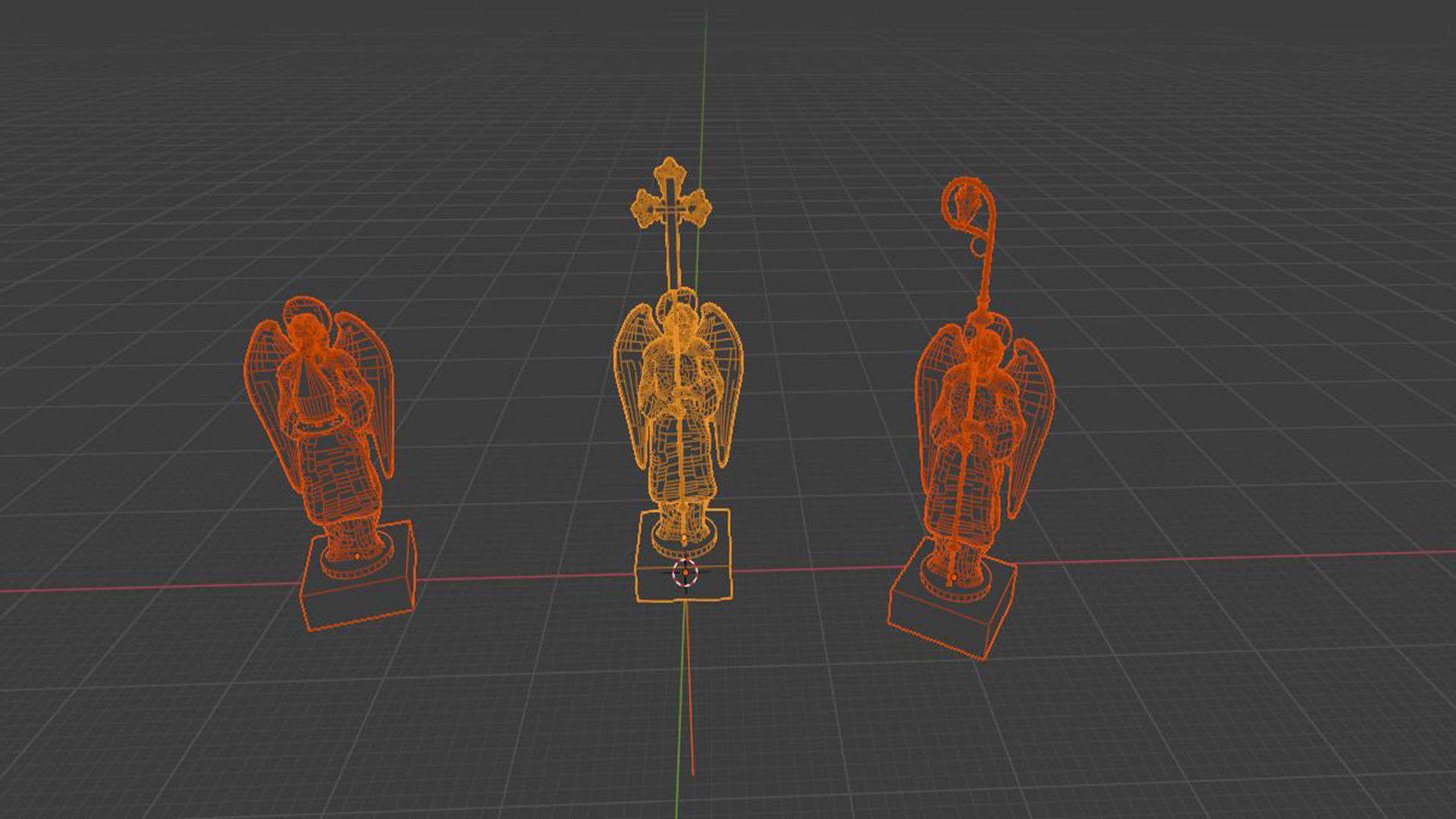 Angels Statues Low-poly 3D model_6