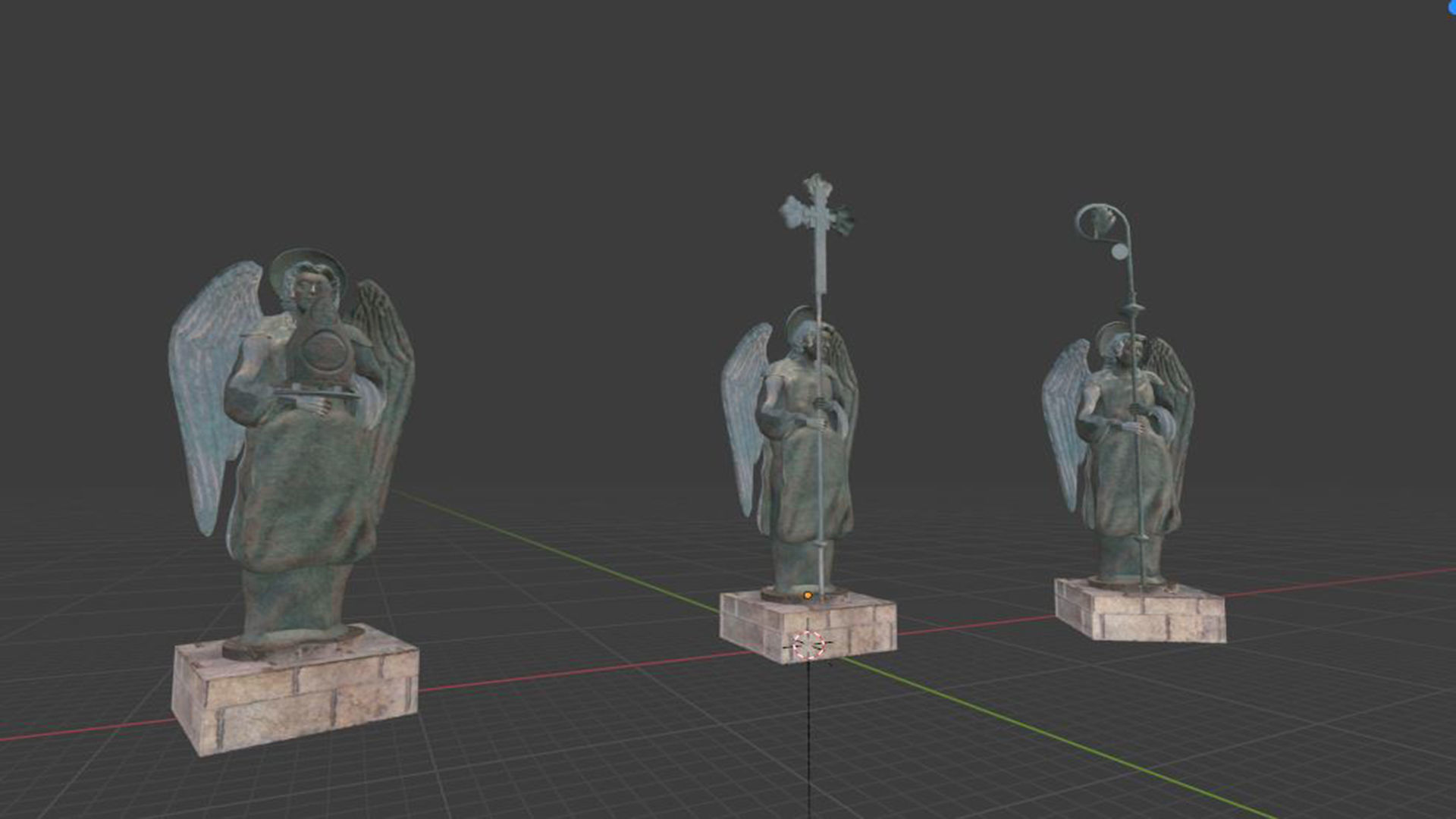 Angels Statues Low-poly 3D model_3