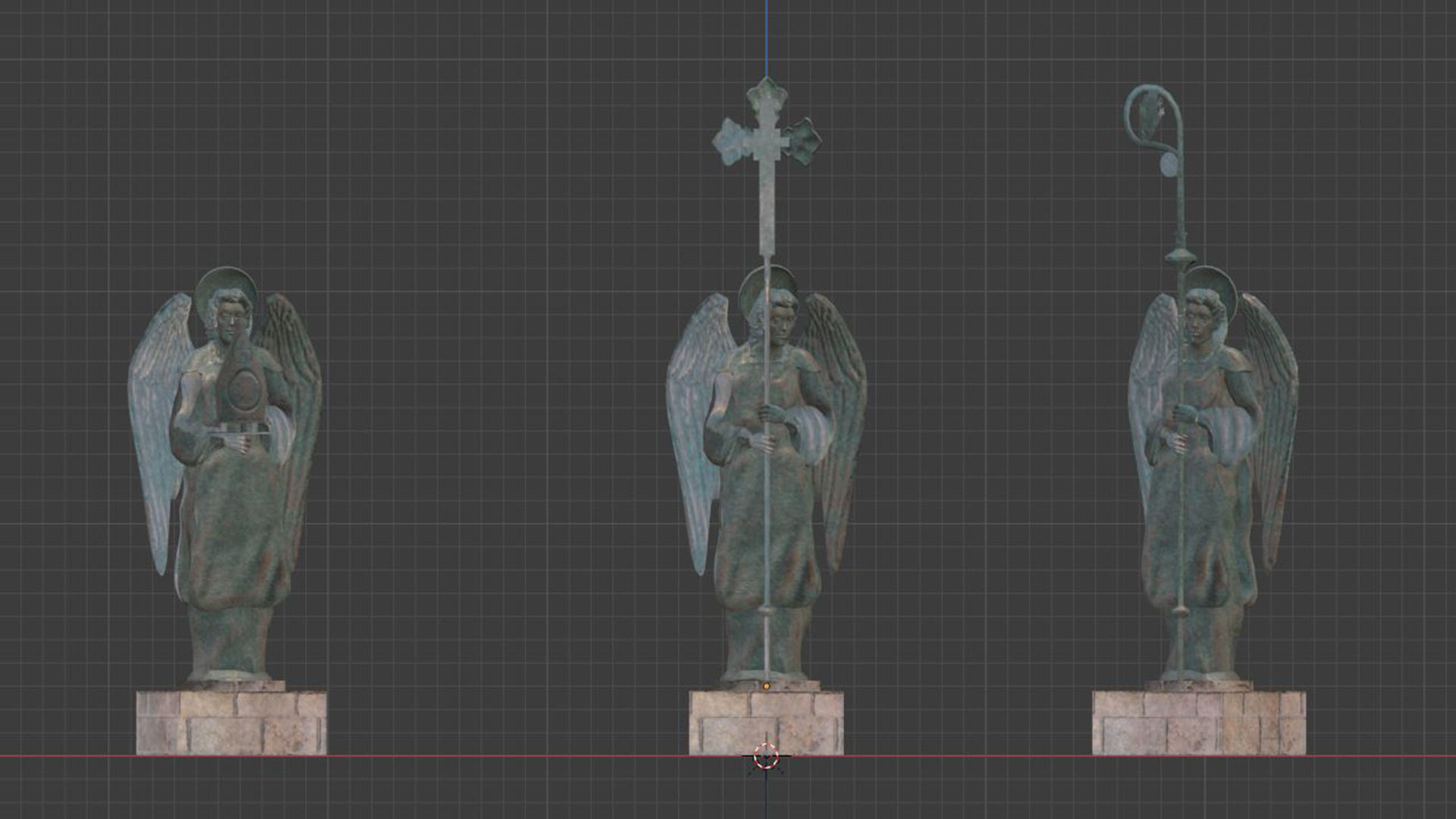 Angels Statues Low-poly 3D model_2